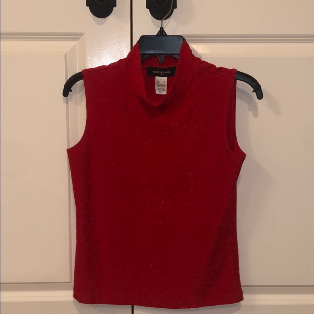 Red mock neck tank top